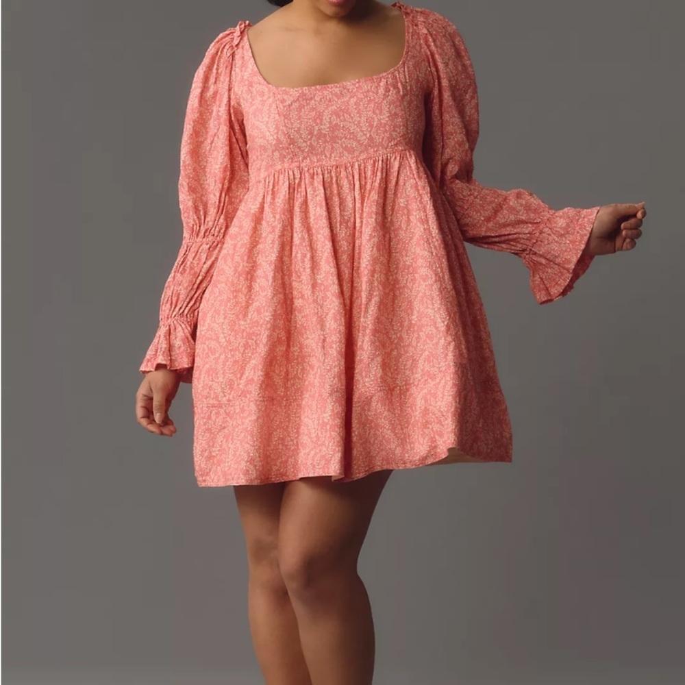 Anthropologie Pilcro Women's Pink Floral Long-Sleeve Babydoll Dress Women’s Sm